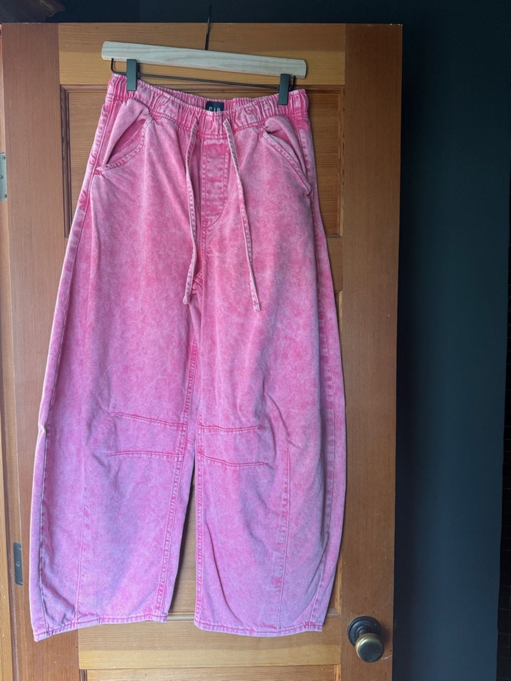 GAP Pink Washed Barrel Leg Drawstring Pants